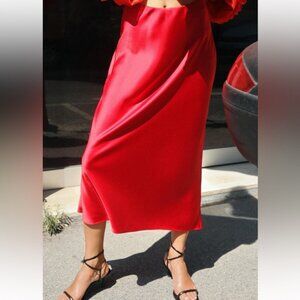 ZARA SATIN EFFECT MIDI SKIRT